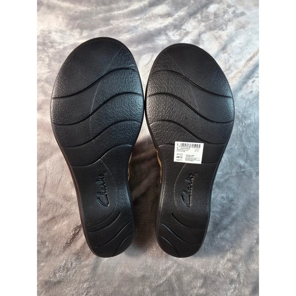 Clarks Leisa Spring Comfort Sandals Womens 12N Rose Gold Leather Metallic NEW - Picture 7 of 7